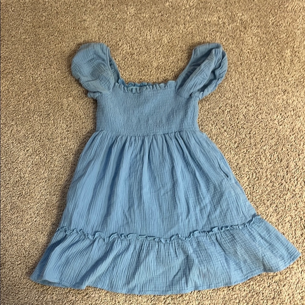Adorable Blue Puff Sleeve Kids Dress